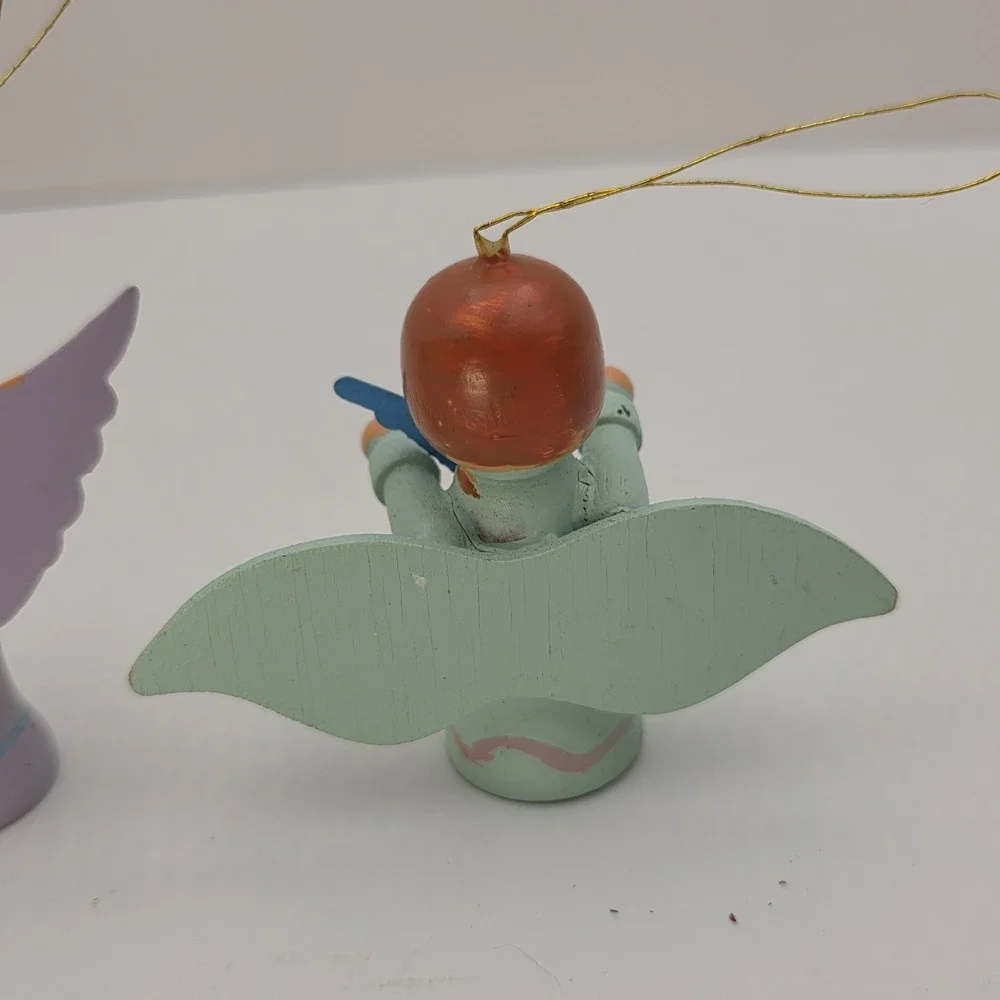 VTG Wood Angel Ornament Lot Hand Painted‎ Christmas Choir Missing Instruments